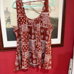 NATURAL LIFE Red and White Patterned Tank Top